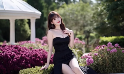 3D视频美女 极致演绎 花园玫瑰与黑裙女神